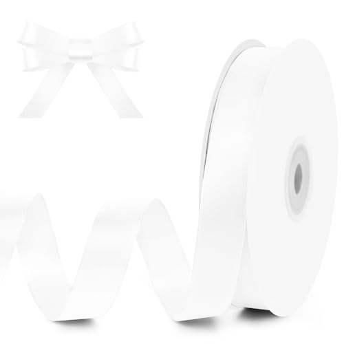 5 8" x 50 Yards White Satin Ribbon Crafts Gift Wrapping (150 Foot)