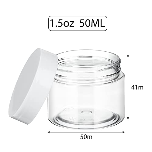 36 Pieces 1.5 oz Plastic Jars with Lids Wide Mouth Airtight Reusable Container Acrylic Cosmetic Small Jars for Lotions Ointments Travel Toiletries Creams Make up Storage (36 Count)