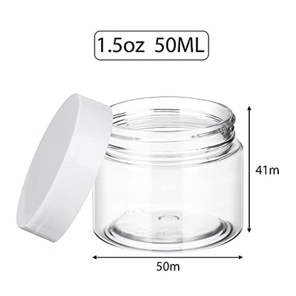 36 Pieces 1.5 oz Plastic Jars with Lids Wide Mouth Airtight Reusable Container Acrylic Cosmetic Small Jars for Lotions Ointments Travel Toiletries Creams Make up Storage (36 Count)