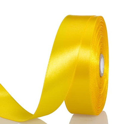 1 Inch Yellow Solid Satin Ribbon for Gift Wrapping
