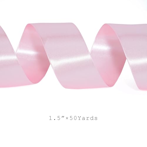 Light Pink Satin Ribbon 1.5 inch x 50 Yards