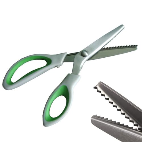 Green Pinking Shears Comfort Grips Crafts Zig Zag Cut Sewing Scissors