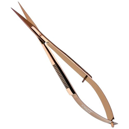 Cross Edge Spring Scissors 5 Inch straight Stainless Steel Precision Eyebrow & Eyelash Shaping & Trimming Scissor
