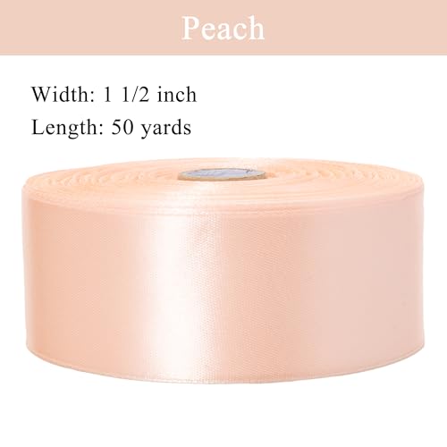 1 1 2 Inch Peach Solid Satin Ribbon for Gift Wrapping