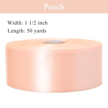 1 1 2 Inch Peach Solid Satin Ribbon for Gift Wrapping