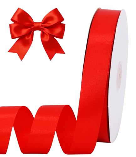 1 Inch x 100yds Red Satin Ribbon for Christmas Craft Gifts Wrapping (300 Foot)