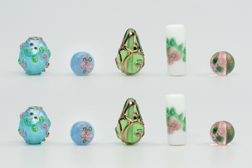 10 pcs Mix of Bohemia Lampwork Czech Glass Beads with Flowers (10 Count)