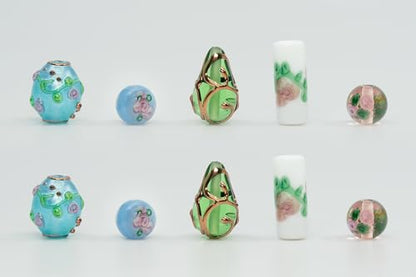 10 pcs Mix of Bohemia Lampwork Czech Glass Beads with Flowers (10 Count)