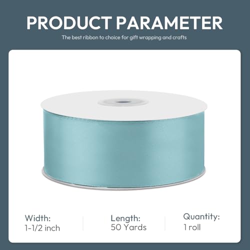 1-1/2" x 50 Yards Baby Blue Satin Ribbon Crafts Gift Wrapping
