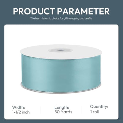 1-1/2" x 50 Yards Baby Blue Satin Ribbon Crafts Gift Wrapping