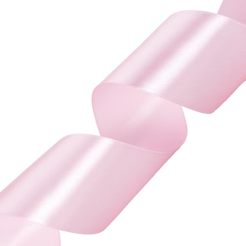 2 Inch Pink Solid Satin Ribbon for Gift Wrapping