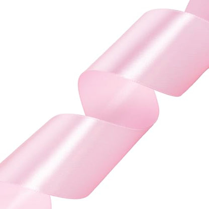 2 Inch Pink Solid Satin Ribbon for Gift Wrapping