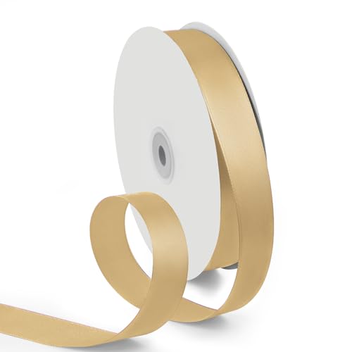 1 Inch 100 Yards Satin Ribbon Light Gold