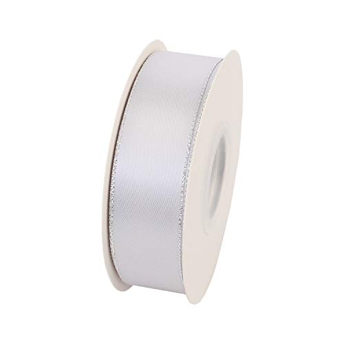 1" Inch Double Faced Satin Ribbon 25 Yards with Silver Edges