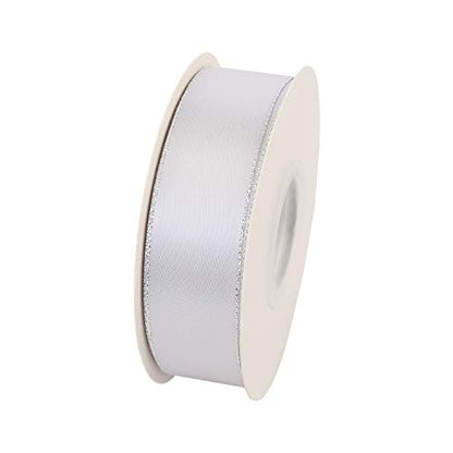 1" Inch Double Faced Satin Ribbon 25 Yards with Silver Edges