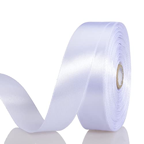 1 Inch White Solid Satin Ribbon for Gift Wrapping