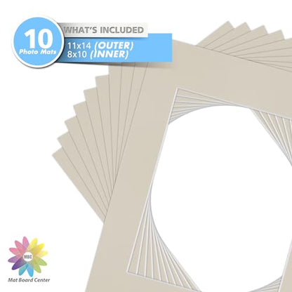 Mat Board Center 10 Pack 11x14 Photo Mats for 8x10 Picture (10 Count)