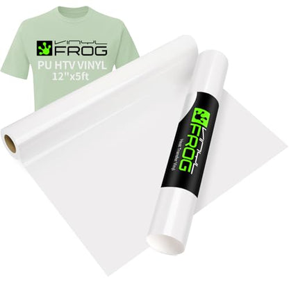 White Heat Transfer Vinyl Roll 12" x5ft Matte HTV Vinyl (5 Foot)