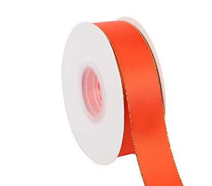 1" Inch Double Faced Satin Ribbon 25 Yards with Gold Edges