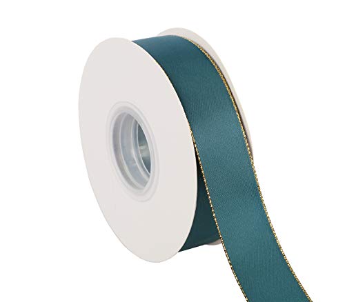 1" Inch Double Faced Satin Ribbon 25 Yards with Gold Edges