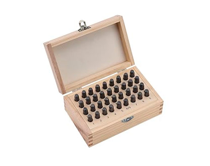 Letter and Number Stamp Set 36pcs 40Cr Alloy Steel Metal Stamp Number & Letter Punch Set in a Wooden case (36 Count)
