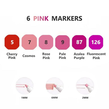 6pcs Pink Alcohol Markers Set (6 Count)