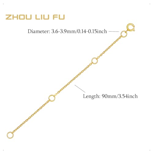 18K 750 Real Yellow Gold Extender for Necklace Bracelet Anklet Extenders for Jewelry Gold Extension for Women Men Durable Adjustable Chain Accessories 3.54Inch
