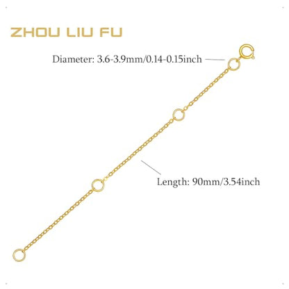 18K 750 Real Yellow Gold Extender for Necklace Bracelet Anklet Extenders for Jewelry Gold Extension for Women Men Durable Adjustable Chain Accessories 3.54Inch
