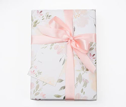 Floral Wedding Wrapping Paper sheets + Ribbon Set with Tags (3 Count)