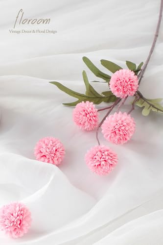 5pcs Pink Faux Silk Mums Artificial Flowers (5 Count)