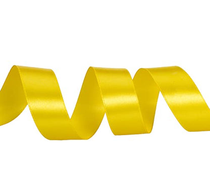 1 Inch Yellow Solid Satin Ribbon for Gift Wrapping