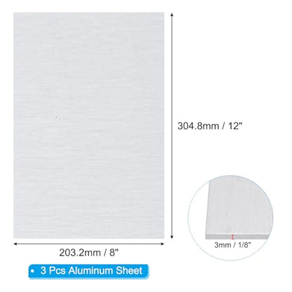 6061 T651 Aluminum Sheet Metal 12 x 8 x 1 (3 Count)