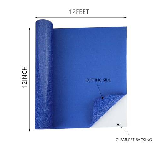 RENLITONG Royal Blue Glitter Heat Transfer Vinyl HTV Vinyl Rolls