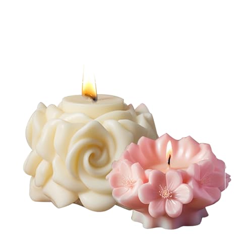 2 Pack Candle Molds Rose Flower Column Silicone Molds