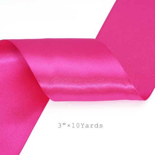 Hot Pink Satin Ribbon 3 Inch x 10 Yards Double Faced