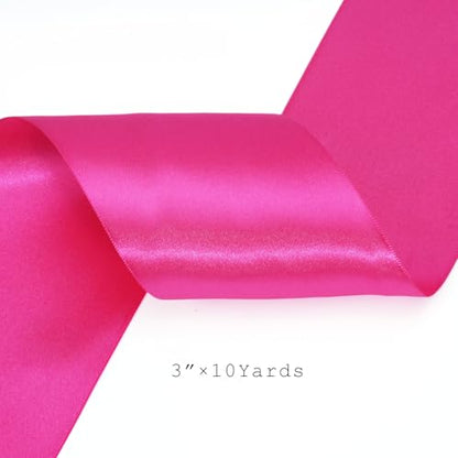 Hot Pink Satin Ribbon 3 Inch x 10 Yards Double Faced