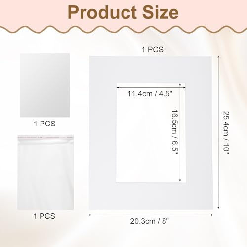 Picture Mats 8 x 10 Mat Board Center for 5 x 7 Pictures Acid Free White Core Bevel Cut Frame Mattes with Backing for Display Art Measuring