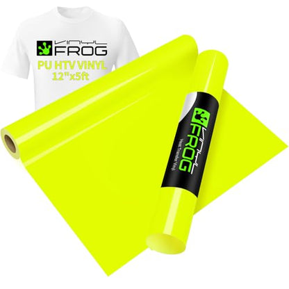 Neon Yellow Heat Transfer Vinyl Roll 12" x5ft Matte HTV Vinyl (5 Foot)