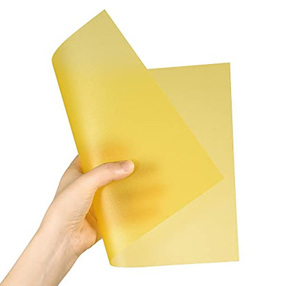 4Pcs A4 Gel Light Lighting Filter Overlay Transparent Color Correction Plastic Vinyl PVC Sheets Photography Television Matte Yellow (4 Count)