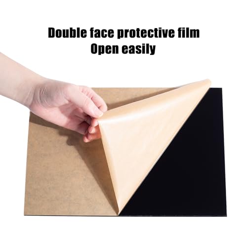 16×12In Black Acrylic Sheet for Laser Cutting 3mm Thick Hard Laser Acrylic Sheet Black Pastic Sheet for Home Decor Sign (2 Count)
