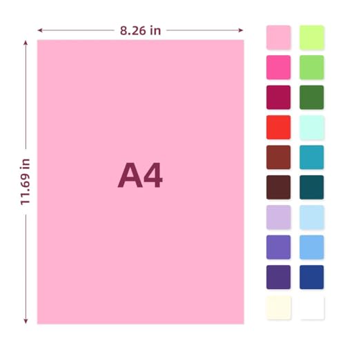 40 Sheets Printable Sticker Paper Heavy Weight Colored Self Adhesive Sticker Cardstock A4 250GSM 90LB 20 Assorted Colors (40 Count)