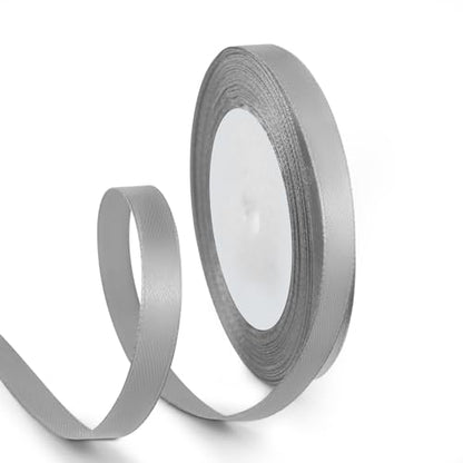 3 8 Inch 25 Yards Satin Ribbon Silver