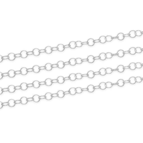 5 Feet Real Sterling Silver 4x3mm Round Cable Chain Link Findings