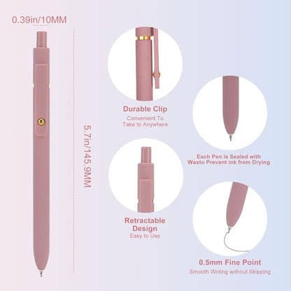 Gel Pens 6 Pcs 0.5mm Retractable Quick Dry Black Ink Pens (6 Count)