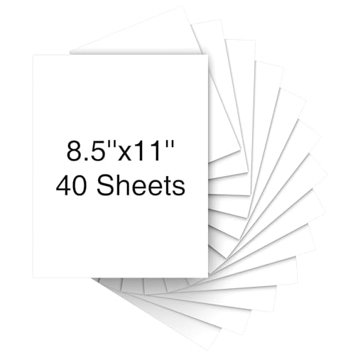 Cardstock 8.5 x 11 Inch 40 Sheets 190 gsm Heavyweight Card Stock Paper White Cardstock Printer Paper Perfect for Wedding Invitations (40 Count)
