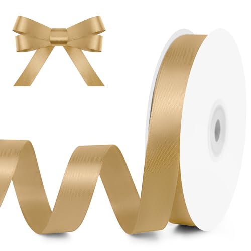 5 8" x 50 Yards Champagne Gold Satin Ribbon Crafts Gift Wrapping