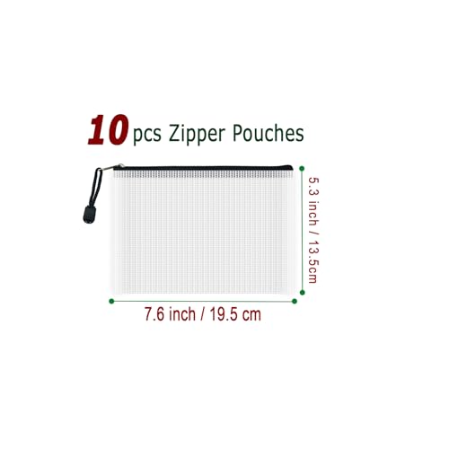 10 Pcs Zipper File Bags (10 Count)