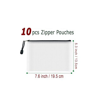 10 Pcs Zipper File Bags (10 Count)