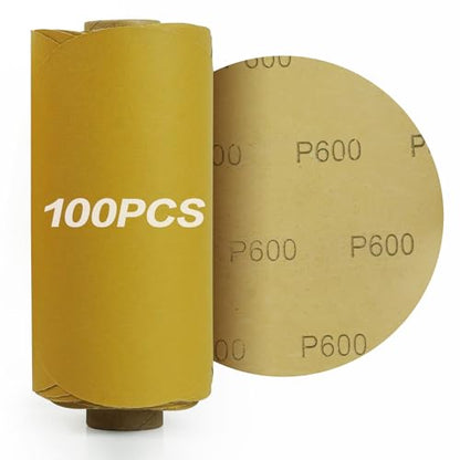 PSA Sanding Discs 6 Inch Adhesive Backed Sandpaper 100 Pack 600 Grit Self Adhesive Sanding Discs for DA Sander Self Stick for Wood (100 Count)