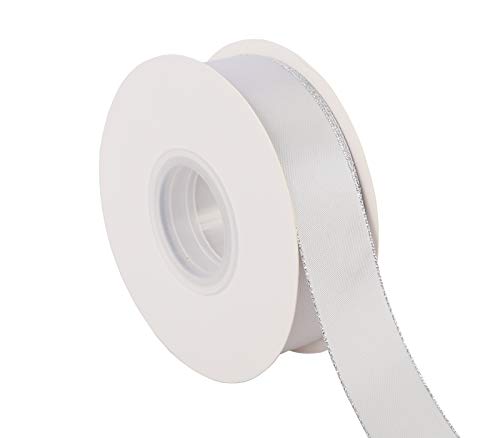 1" Inch Double Faced Satin Ribbon 25 Yards with Silver Edges